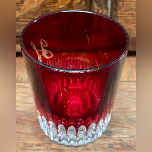 Early 20th Centuty HART Ruby Flash Crystal Antique Shot Glass - Picture 4 of 16